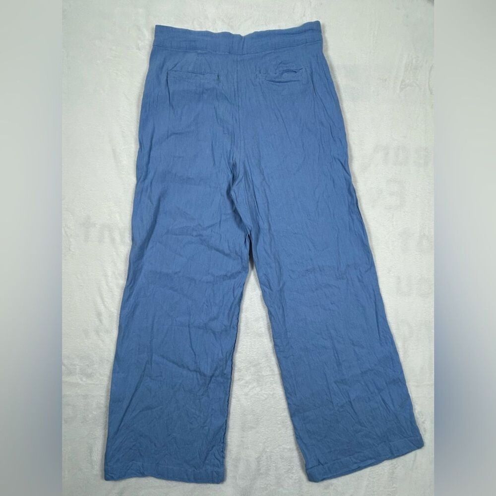 Halston Linen Blend Wide Leg High Rise Blue Ankle Pants Women’s Size 10 - Picture 2 of 7